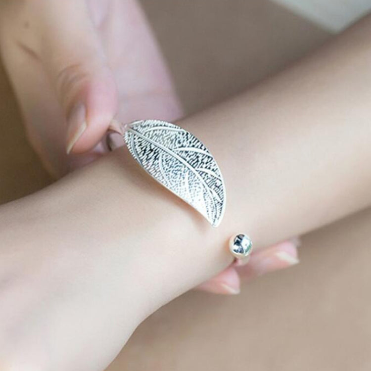 Braccialetti aperti con polsini a foglia Braccialetti da donna Bracciale di lusso con gioielli in argento vintage