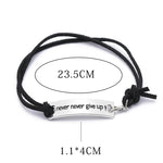 Braccialetti Never Give Up Bracciale semplice per persistenza con lettere in velluto e pelle