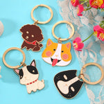4 pezzi di portachiavi con testa di animale del fumetto, portachiavi con ornamento in metallo per auto, Black Cat, Corgi, Bulldog, Teddy