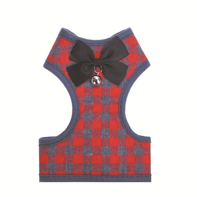 Guinzaglio regolabile con cordino per giubbotto scozzese con fiocco per animali domestici per cani e gatti, Red, Blue, Gray, Pink, Yellow