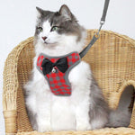 Guinzaglio regolabile con cordino per giubbotto scozzese con fiocco per animali domestici per cani e gatti, Red, Blue, Gray, Pink, Yellow