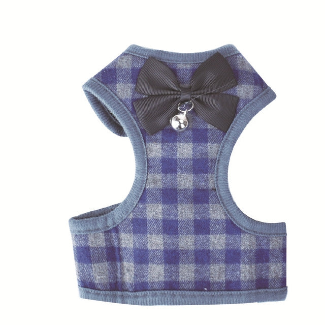Guinzaglio regolabile con cordino per giubbotto scozzese con fiocco per animali domestici per cani e gatti, Red, Blue, Gray, Pink, Yellow