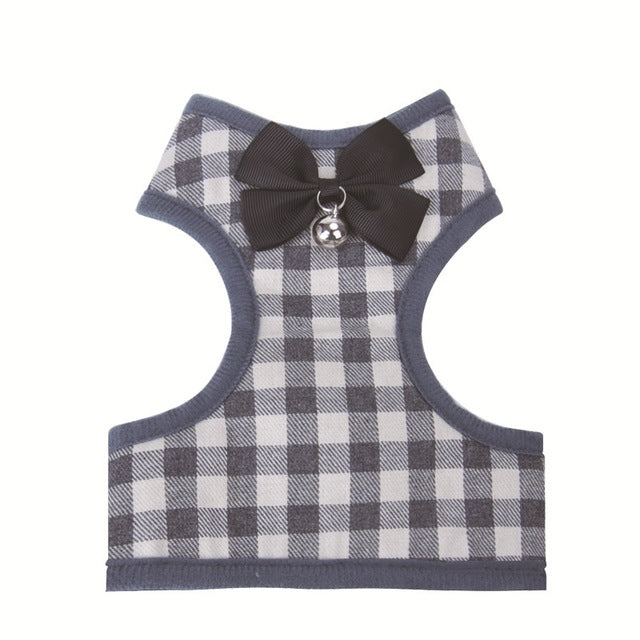 Guinzaglio regolabile con cordino per giubbotto scozzese con fiocco per animali domestici per cani e gatti, Red, Blue, Gray, Pink, Yellow