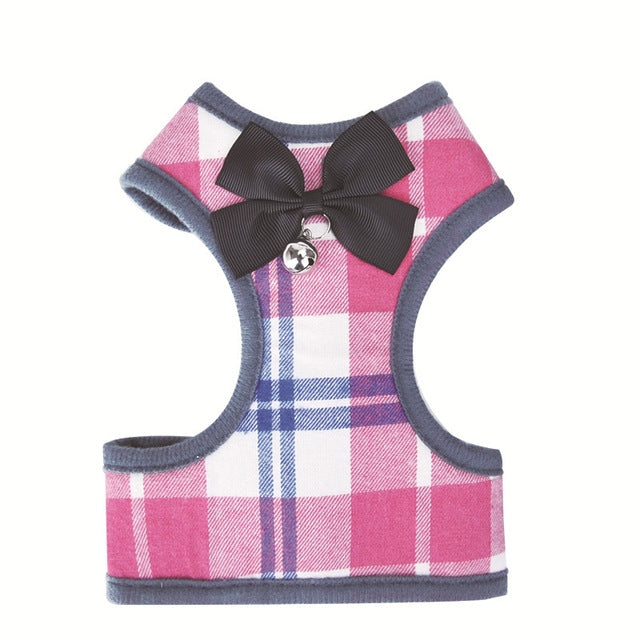 Guinzaglio regolabile con cordino per giubbotto scozzese con fiocco per animali domestici per cani e gatti, Red, Blue, Gray, Pink, Yellow
