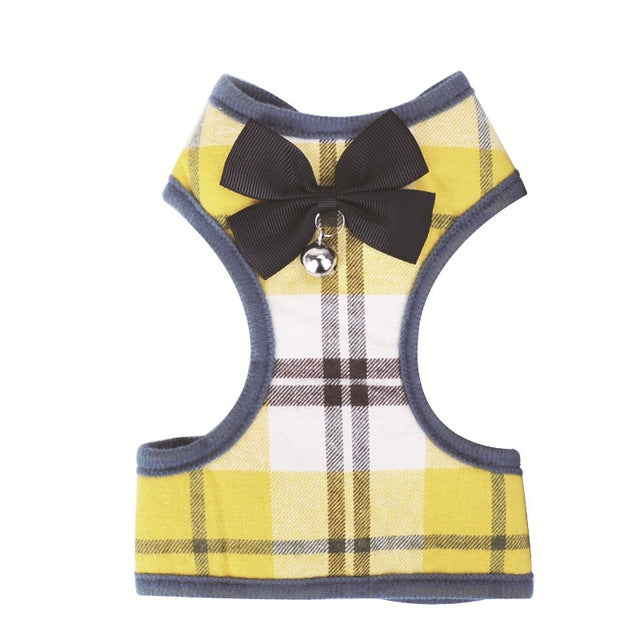 Guinzaglio regolabile con cordino per giubbotto scozzese con fiocco per animali domestici per cani e gatti, Red, Blue, Gray, Pink, Yellow