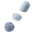 Sfera per pulizia in poliestere Spazzola per pulizia con manico per uso domestico Spazzola per piatti da cucina con manico corto, White, Blue, 4 Replacement Heads