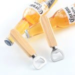 Apribottiglie per birra in acciaio inossidabile da 2 pezzi con manico in legno di gomma Driver per bottiglia di soda regalo creativo, Beer Bottle Opener with Handle
