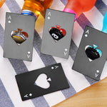 Apribottiglie per birra in acciaio inossidabile da 2 pezzi, carte da gioco per poker, picche, apribottiglie per soda