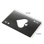 Apribottiglie per birra in acciaio inossidabile da 2 pezzi, carte da gioco per poker, picche, apribottiglie per soda