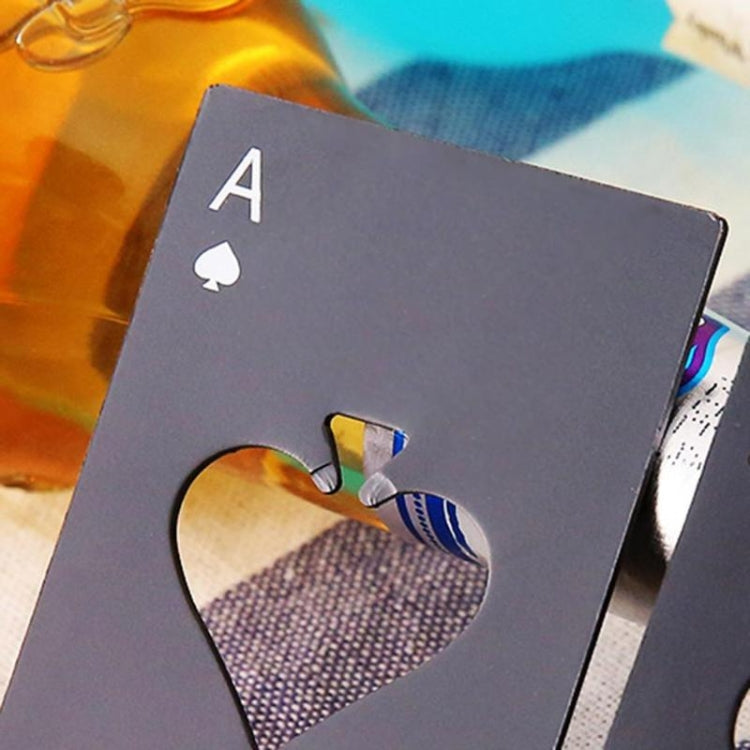 Apribottiglie per birra in acciaio inossidabile da 2 pezzi, carte da gioco per poker, picche, apribottiglie per soda