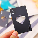Apribottiglie per birra in acciaio inossidabile da 2 pezzi, carte da gioco per poker, picche, apribottiglie per soda
