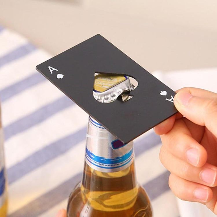 Apribottiglie per birra in acciaio inossidabile da 2 pezzi, carte da gioco per poker, picche, apribottiglie per soda