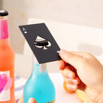 Apribottiglie per birra in acciaio inossidabile da 2 pezzi, carte da gioco per poker, picche, apribottiglie per soda