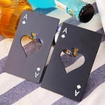 Apribottiglie per birra in acciaio inossidabile da 2 pezzi, carte da gioco per poker, picche, apribottiglie per soda