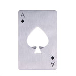 Apribottiglie per birra in acciaio inossidabile da 2 pezzi, carte da gioco per poker, picche, apribottiglie per soda
