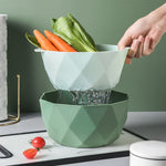 Cestino di scarico cavo a doppio strato in plastica per uso domestico, multifunzione, per lavare verdure e piatti di frutta, Small, Large