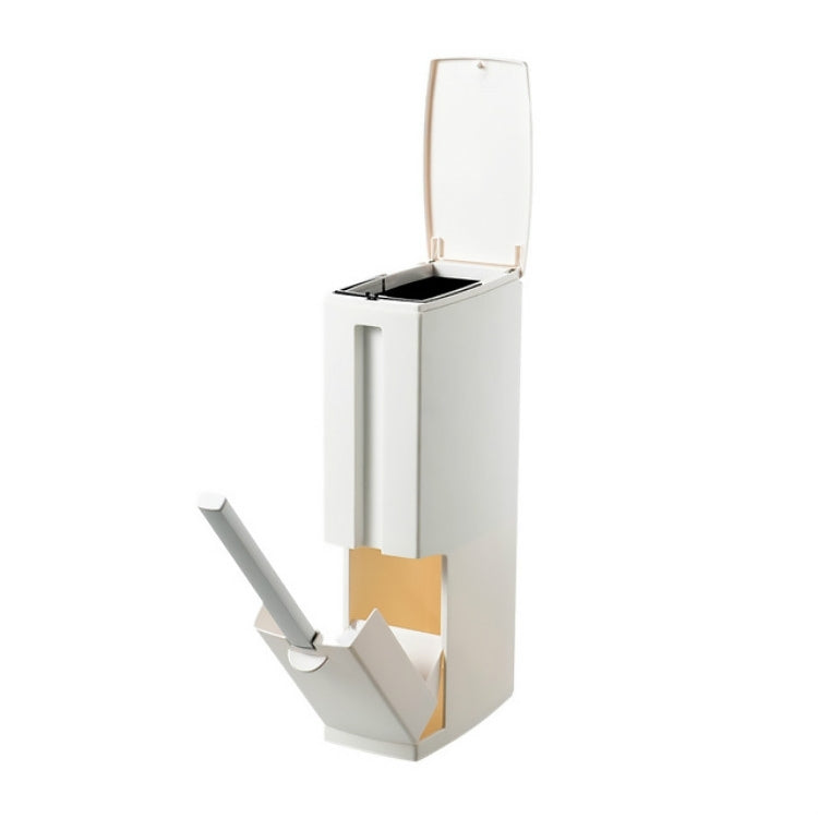 Set di pattumiere quadrato con coperchio aperto a pressione integrato, scopino per WC da bagno, con spazzola