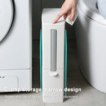 Set di pattumiere quadrato con coperchio aperto a pressione integrato, scopino per WC da bagno, con spazzola