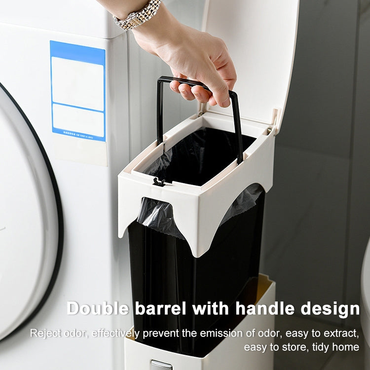 Set di pattumiere quadrato con coperchio aperto a pressione integrato, scopino per WC da bagno, con spazzola