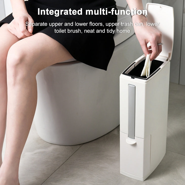 Set di pattumiere quadrato con coperchio aperto a pressione integrato, scopino per WC da bagno, con spazzola