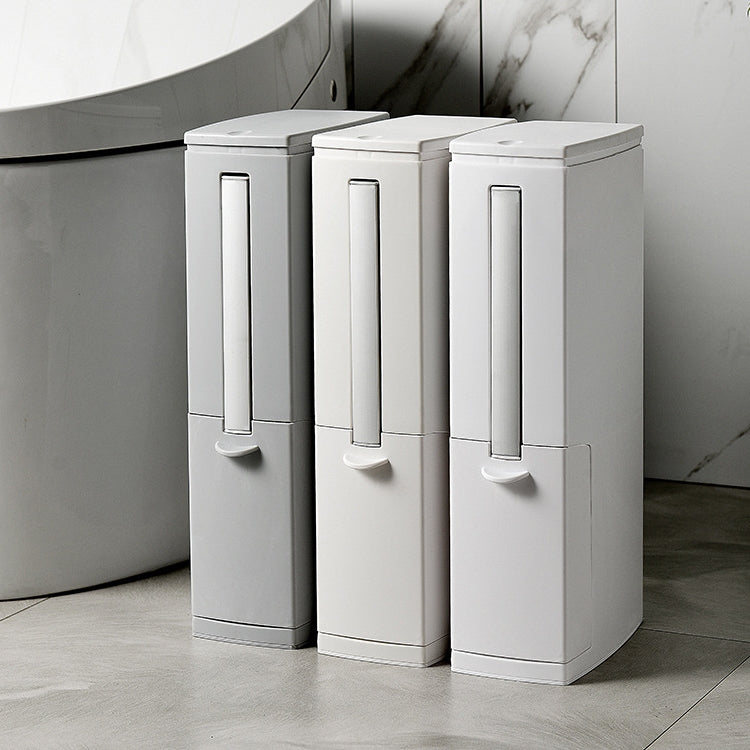 Set di pattumiere quadrato con coperchio aperto a pressione integrato, scopino per WC da bagno, con spazzola