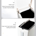Set di pattumiere quadrato con coperchio aperto a pressione integrato, scopino per WC da bagno, con spazzola