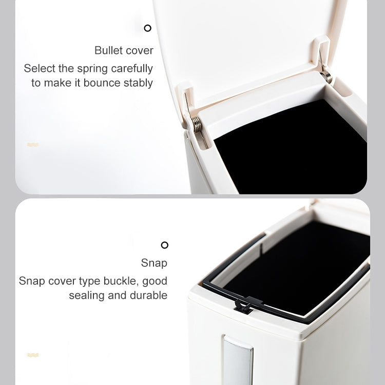 Set di pattumiere quadrato con coperchio aperto a pressione integrato, scopino per WC da bagno, con spazzola