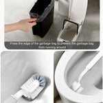 Set di pattumiere quadrato con coperchio aperto a pressione integrato, scopino per WC da bagno, con spazzola