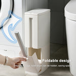 Set di pattumiere quadrato con coperchio aperto a pressione integrato, scopino per WC da bagno, con spazzola