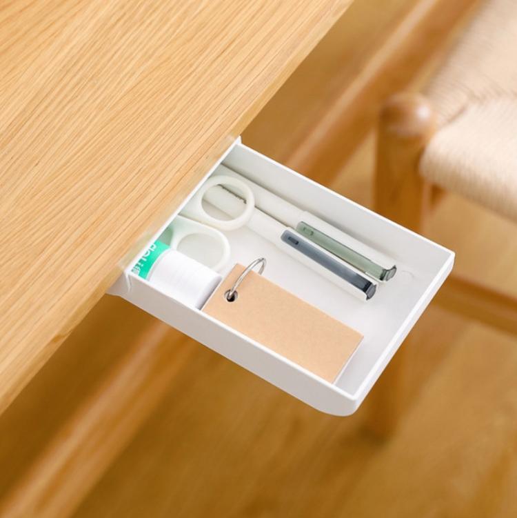 2 pezzi di scatola di immagazzinaggio del cassetto inferiore della casa, scatola di cancelleria per studenti, scatola di immagazzinaggio dei detriti di pasta nascosta da scrivania