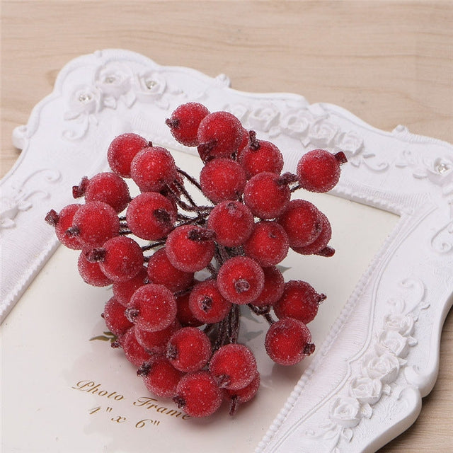 80 pezzi 12 mm simulazione bacca gelo rosso piccola frutta schiuma bacca accessori fai da te materiale per la disposizione dei fiori