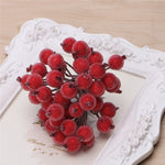 80 pezzi 12 mm simulazione bacca gelo rosso piccola frutta schiuma bacca accessori fai da te materiale per la disposizione dei fiori