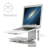 Supporto di raffreddamento per laptop in lega di alluminio regolabile in altezza Supporto per notebook ergonomico da 10-17 pollici con rotazione a 360° per MacBook Air Pro, 360 Rotation