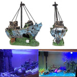 Pirate Ship Rotten Boat Small Net Boat Aquarium Landscaping Fish Tank Cilindro di vetro Scena, Pirate Ship