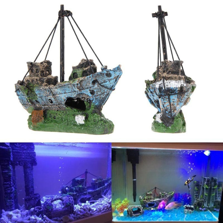 Pirate Ship Rotten Boat Small Net Boat Aquarium Landscaping Fish Tank Cilindro di vetro Scena, Pirate Ship