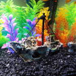Pirate Ship Rotten Boat Small Net Boat Aquarium Landscaping Fish Tank Cilindro di vetro Scena, Pirate Ship