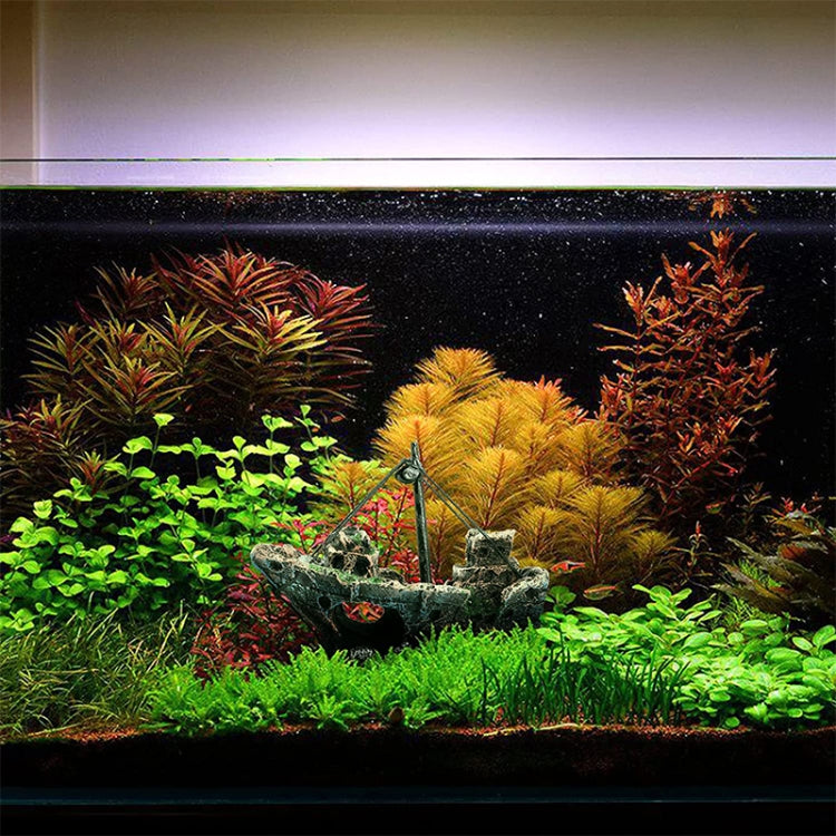 Pirate Ship Rotten Boat Small Net Boat Aquarium Landscaping Fish Tank Cilindro di vetro Scena, Pirate Ship
