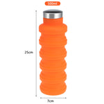 Bottiglia d'acqua portatile in silicone Bottiglia di caffè pieghevole a scomparsa Viaggio all'aperto Bere Bollitore per bevande sportive, capacità: 500 ml, Gray, Orange, Blue, Purple