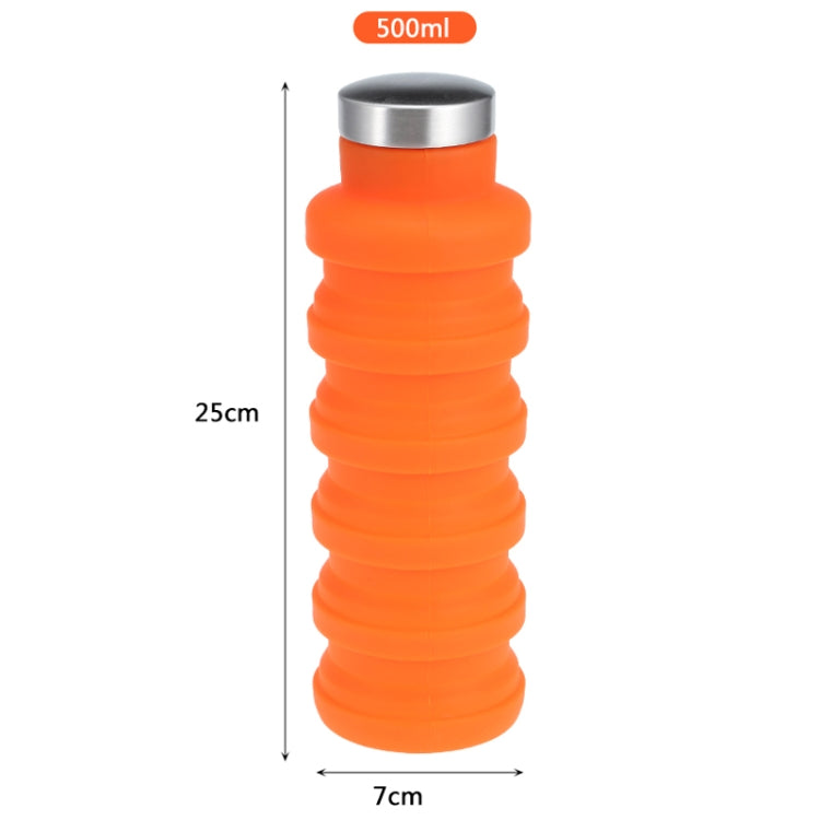 Bottiglia d'acqua portatile in silicone Bottiglia di caffè pieghevole a scomparsa Viaggio all'aperto Bere Bollitore per bevande sportive, capacità: 500 ml, Gray, Orange, Blue, Purple