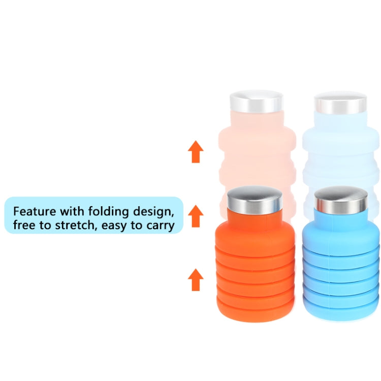 Bottiglia d'acqua portatile in silicone Bottiglia di caffè pieghevole a scomparsa Viaggio all'aperto Bere Bollitore per bevande sportive, capacità: 500 ml, Gray, Orange, Blue, Purple