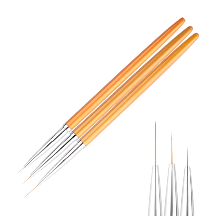 3 PCS Oro Nail Art Linee Pennello per pittura Pennello per gel UV professionale Punte per smalto Kit di strumenti per disegno manicure 3D Design