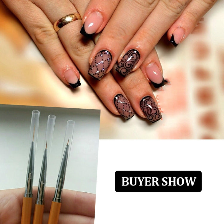 Set 3 pennelli oro per nail art e gel UV