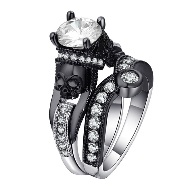 2 pezzi di gioielli di moda stile punk con anello teschio, 10, 11, 12, 5, 6, 7, 8, 9