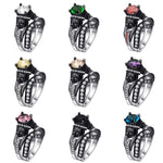 2 pezzi di gioielli di moda stile punk con anello teschio, 10, 11, 12, 5, 6, 7, 8, 9