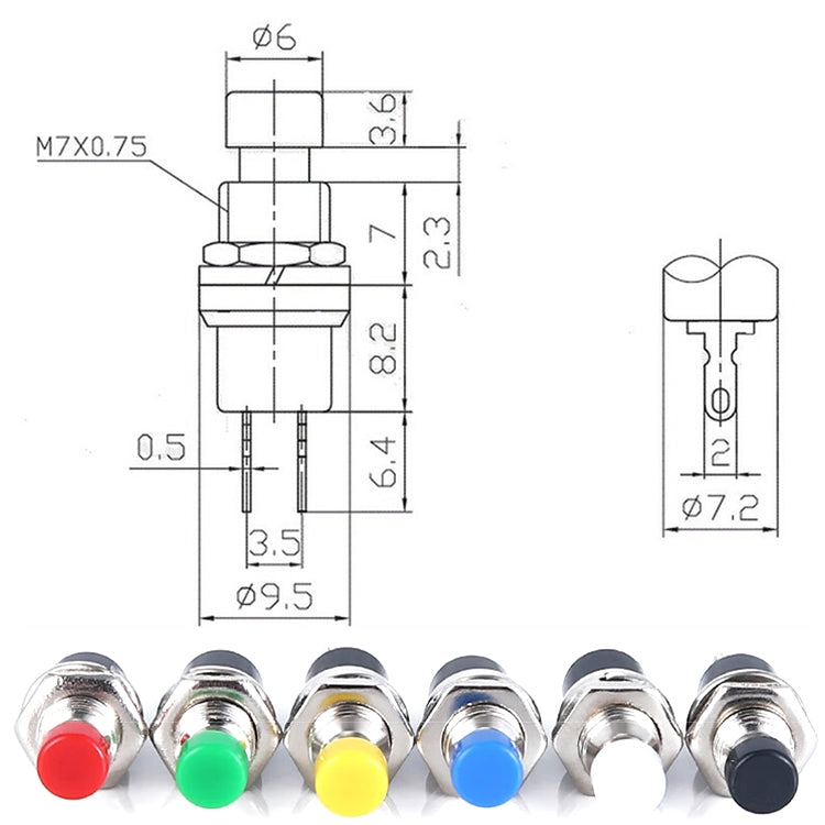Interruttore a pulsante momentaneo 2 pin 7 mm 10 pezzi