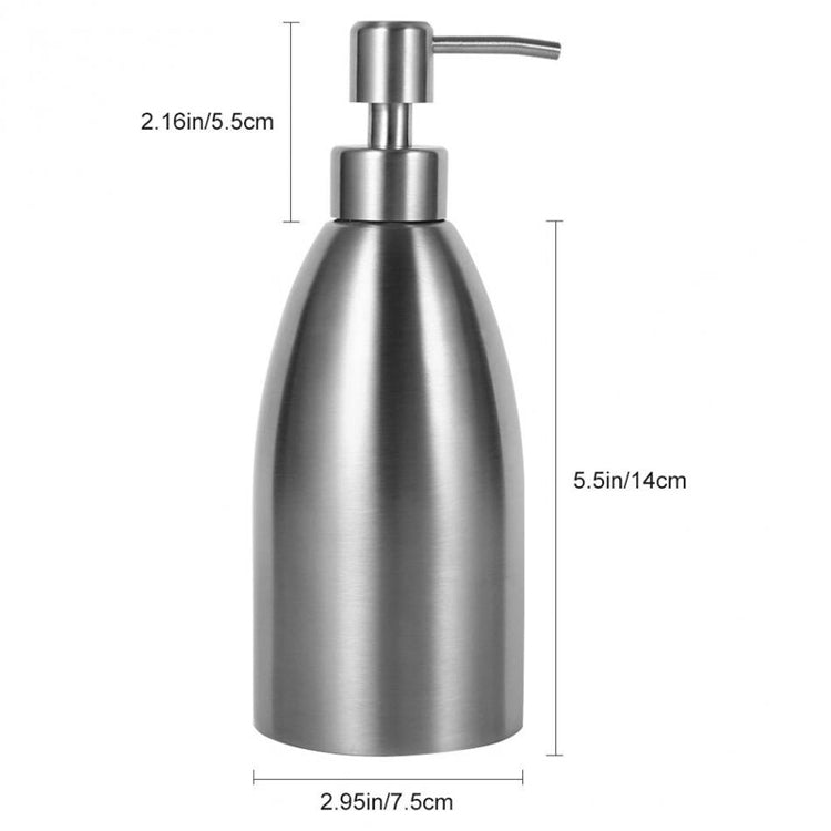 Dispenser di sapone in acciaio inossidabile da 500 ml Bottiglia di detersivo per shampoo da bagno per cucina, 500ml Soap Dispenser