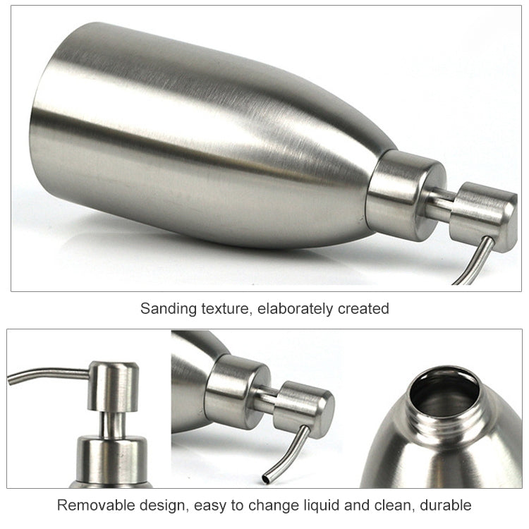 Dispenser di sapone in acciaio inossidabile da 500 ml Bottiglia di detersivo per shampoo da bagno per cucina, 500ml Soap Dispenser