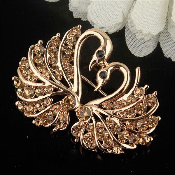 Spilla in cristallo con cigno Spille con strass animali per donna