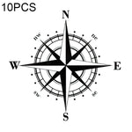 10 adesivi per auto con bussola Art Design in vinile NSWE, nero/argento, 10 PCS White + Black, 10 PCS Black + White