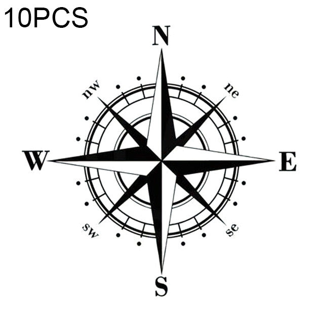 10 adesivi per auto con bussola Art Design in vinile NSWE, nero/argento, 10 PCS White + Black, 10 PCS Black + White